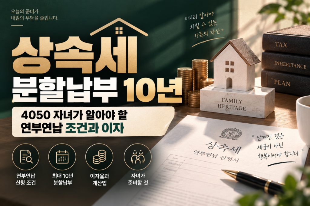 상속세 분할납부 10년｜4050 자녀가 알아야 할 분할납부 조건과 이자