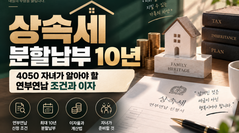 상속세 분할납부 10년｜4050 자녀가 알아야 할 분할납부 조건과 이자