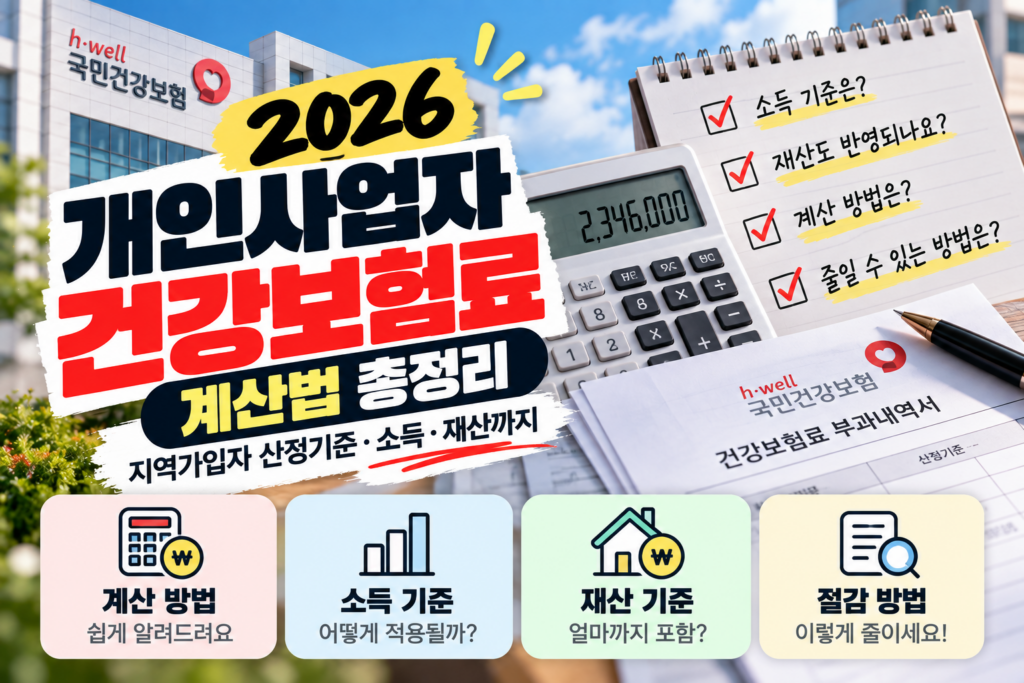 2026 개인사업자 건강보험료 계산법｜지역가입자 산정기준·소득·재산 총정리