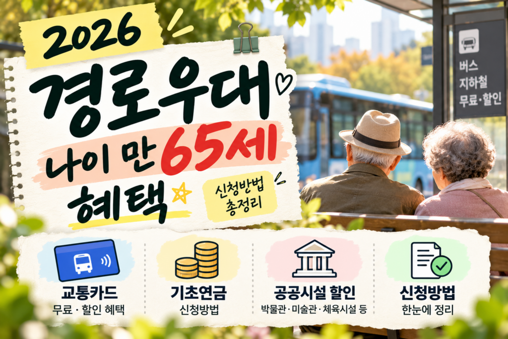 2026 경로우대 나이 만 65세 혜택｜기초연금·교통카드·공공시설 할인 신청방법 총정리