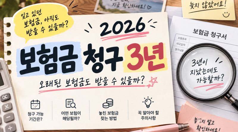 2026 보험금 청구 3년｜오래된 보험금도 받을 수 있을까?