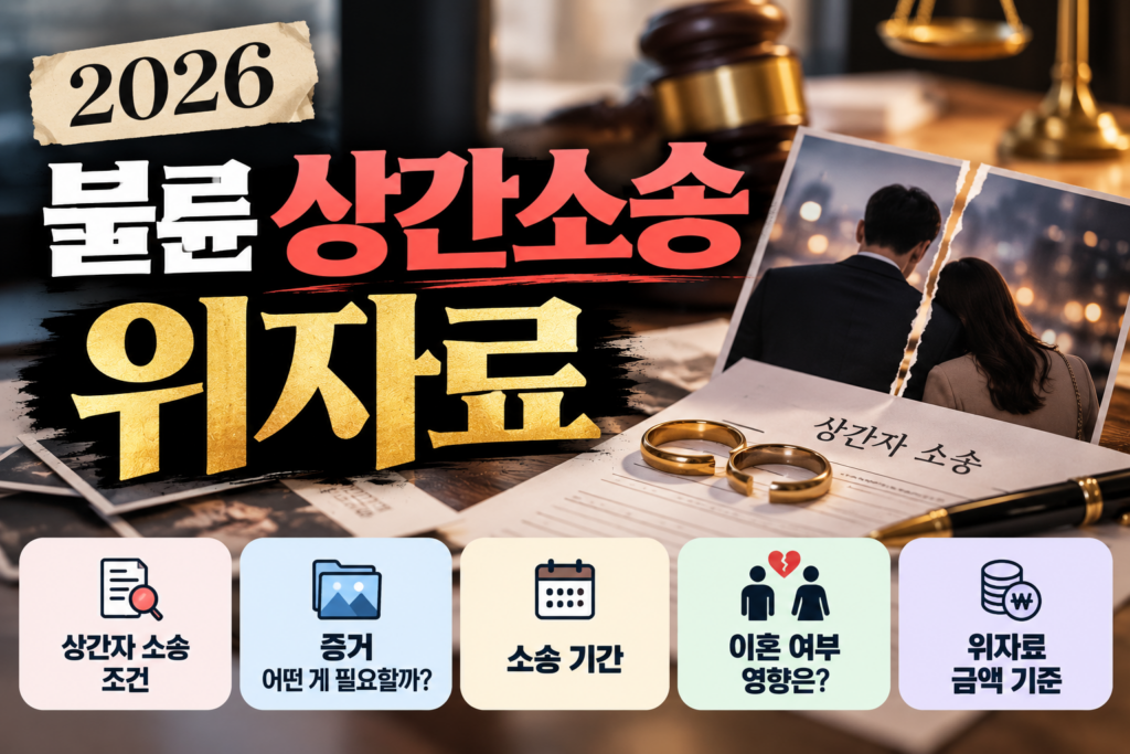 2026 불륜 상간소송 위자료｜상간자 소송 조건·증거·기간·이혼 여부 총정리
