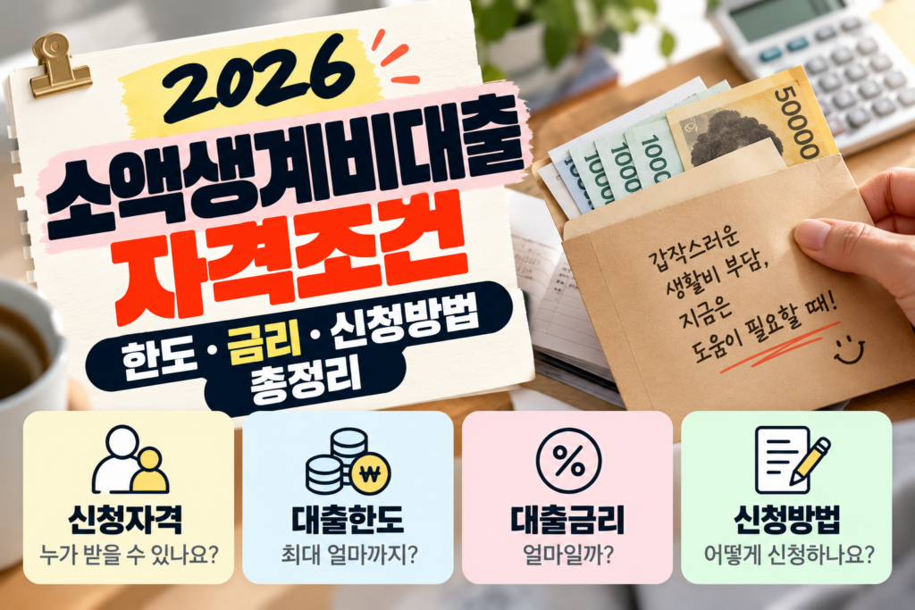 2026 소액생계비대출 자격조건｜한도·금리·신청방법 총정리