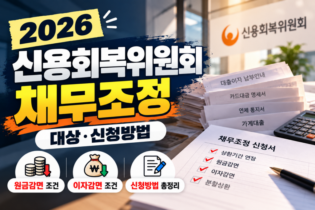 신용회복위원회 채무조정 대상 신청방법｜15억원 기준·원금감면·개인워크아웃 총정리