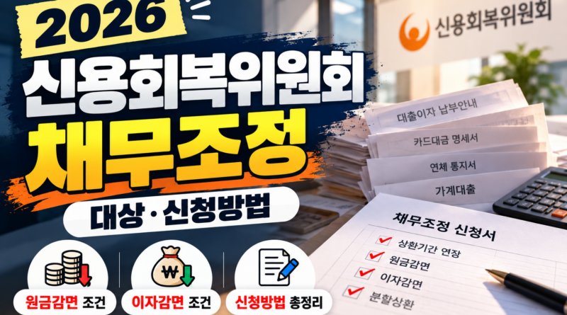 신용회복위원회 채무조정 대상 신청방법｜15억원 기준·원금감면·개인워크아웃 총정리