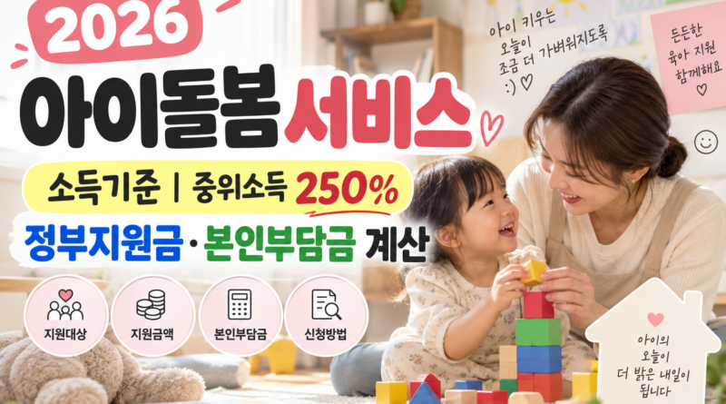 2026 아이돌봄서비스 소득기준｜중위소득 250% 정부지원금과 본인부담금