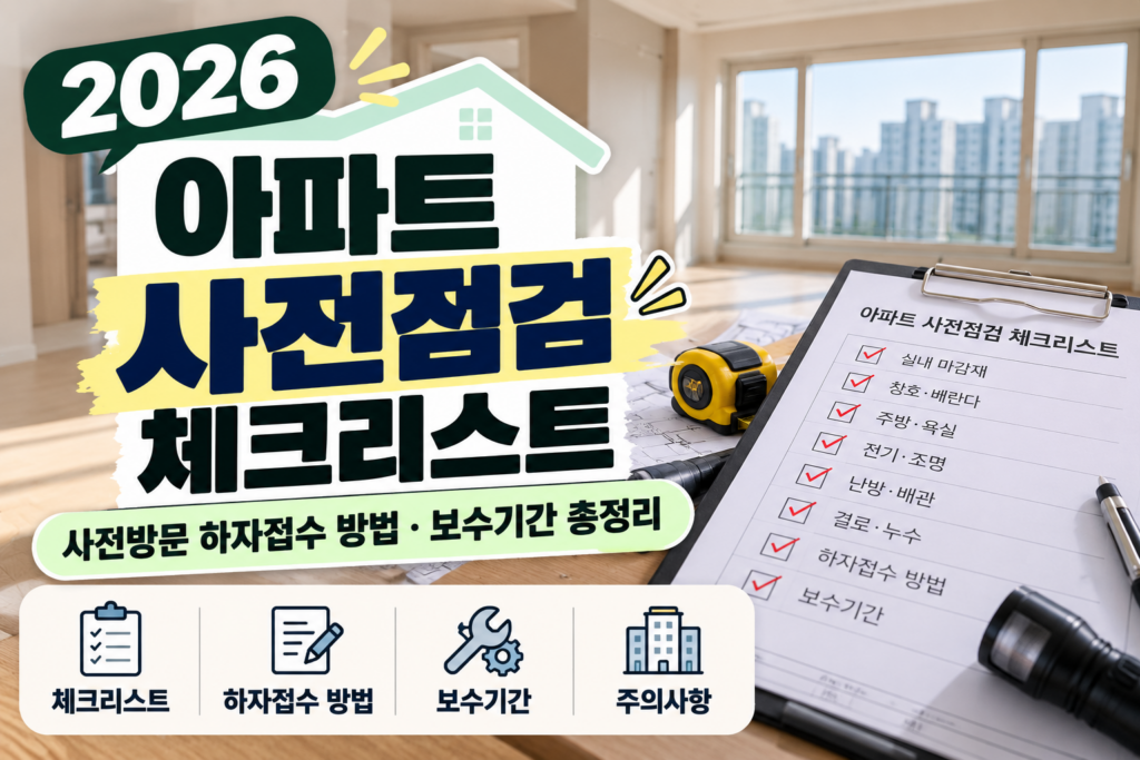 아파트 사전점검 체크리스트｜신축아파트 하자 찾는 법·하자접수 방법 총정리