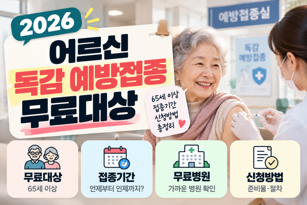 2026 어르신 독감 예방접종 무료대상｜65세 이상 접종기간·무료병원·신청방법 총정리