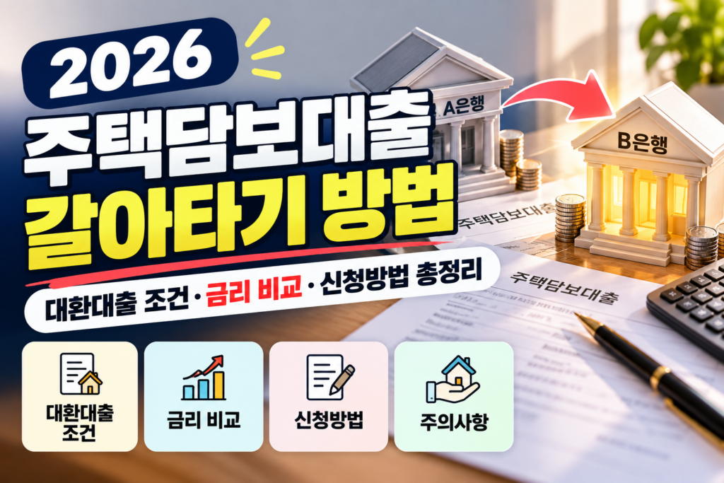 주택담보대출 갈아타기 방법｜아파트 대환대출 조건·금리비교·중도상환수수료 총정리
