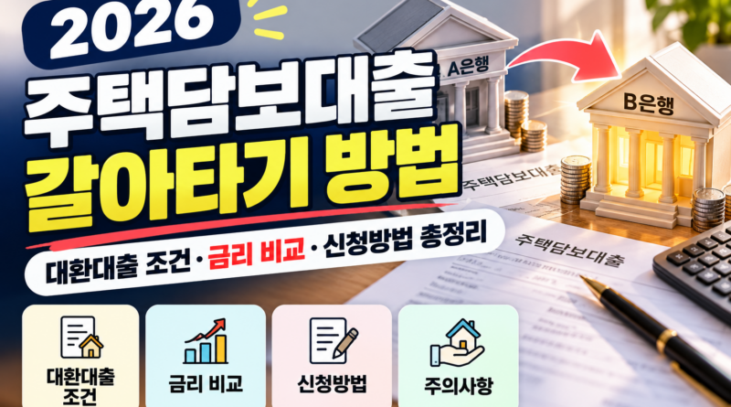 주택담보대출 갈아타기 방법｜아파트 대환대출 조건·금리비교·중도상환수수료 총정리