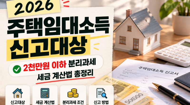 2026 주택임대소득 신고대상｜2천만원 이하 분리과세·세금 계산법 총정리