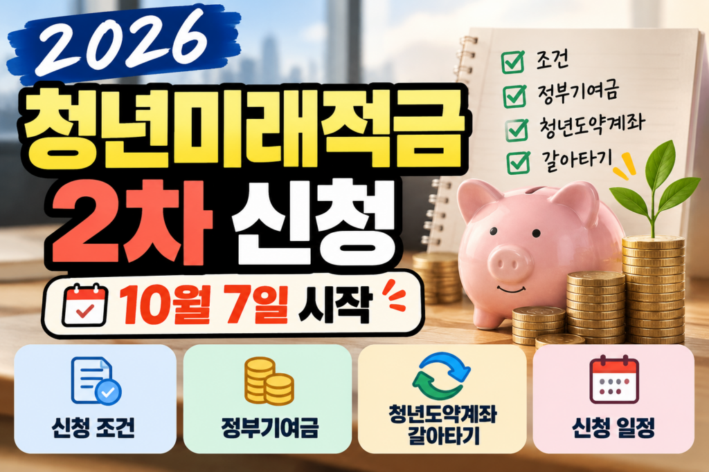 2026 청년미래적금 2차 신청｜10월 7일 시작·조건·정부기여금·청년도약계좌 갈아타기