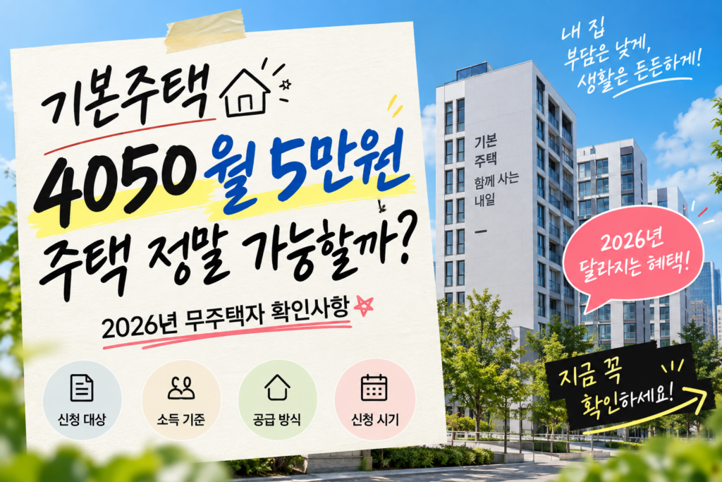 기본주택 4050｜월 5만원 주택 사실일까? 2026년 무주택자 확인사항