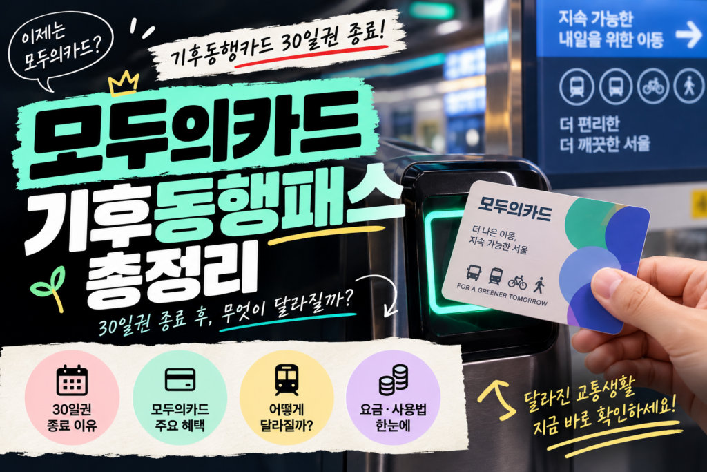 모두의카드 기후동행패스 총정리｜기후동행카드 30일권 종료·환급·청년 39세