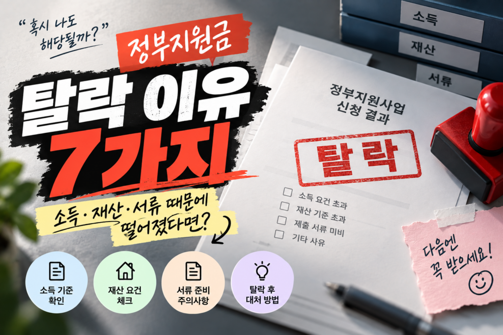 정부지원금 탈락 이유, 신청했는데 떨어지는 7가지 원인과 재신청 방법