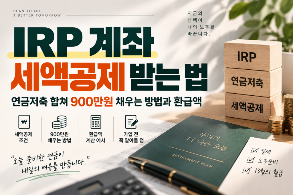 IRP 계좌 세액공제 받는 법｜연금저축 합쳐 900만원 채우는 방법과 환급액