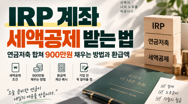 IRP 계좌 세액공제 받는 법｜연금저축 합쳐 900만원 채우는 방법과 환급액