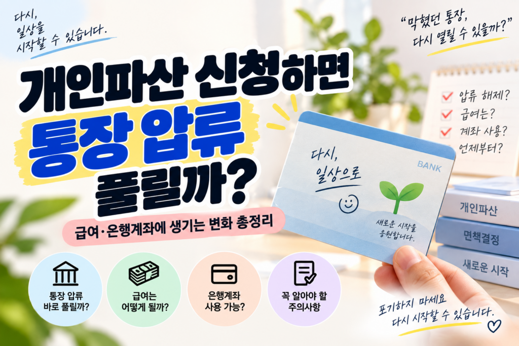 개인파산 신청하면 통장 압류 풀릴까? 급여·은행계좌 압류 해제와 생계비 기준 총정리