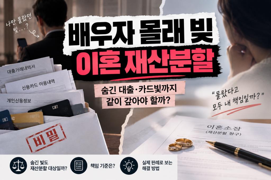 배우자 몰래 빚 이혼 재산분할｜숨긴 대출·카드빚까지 같이 갚아야 할까?