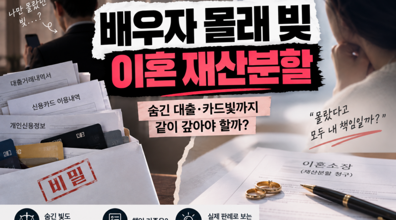 배우자 몰래 빚 이혼 재산분할｜숨긴 대출·카드빚까지 같이 갚아야 할까?