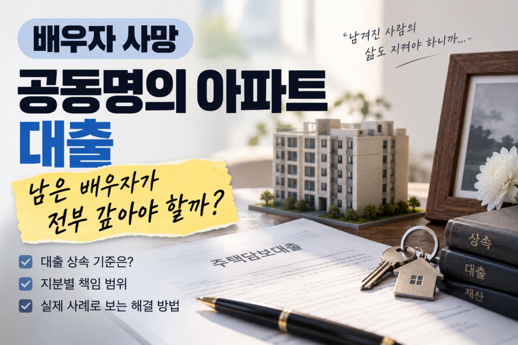 배우자 사망 공동명의 아파트 대출｜남은 배우자가 전부 갚아야 할까?