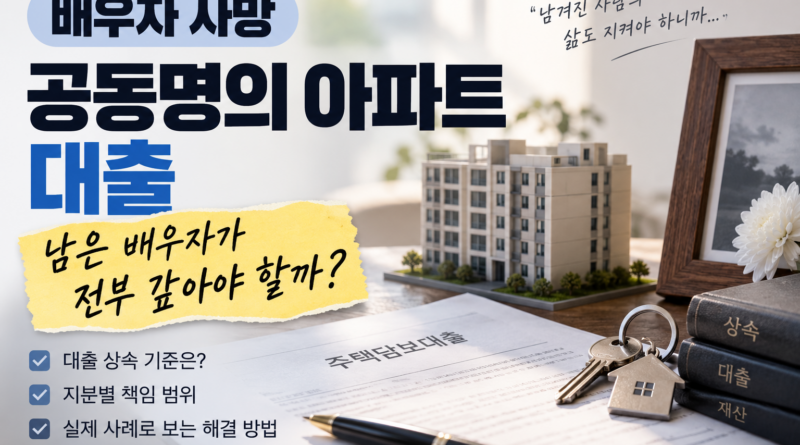배우자 사망 공동명의 아파트 대출｜남은 배우자가 전부 갚아야 할까?
