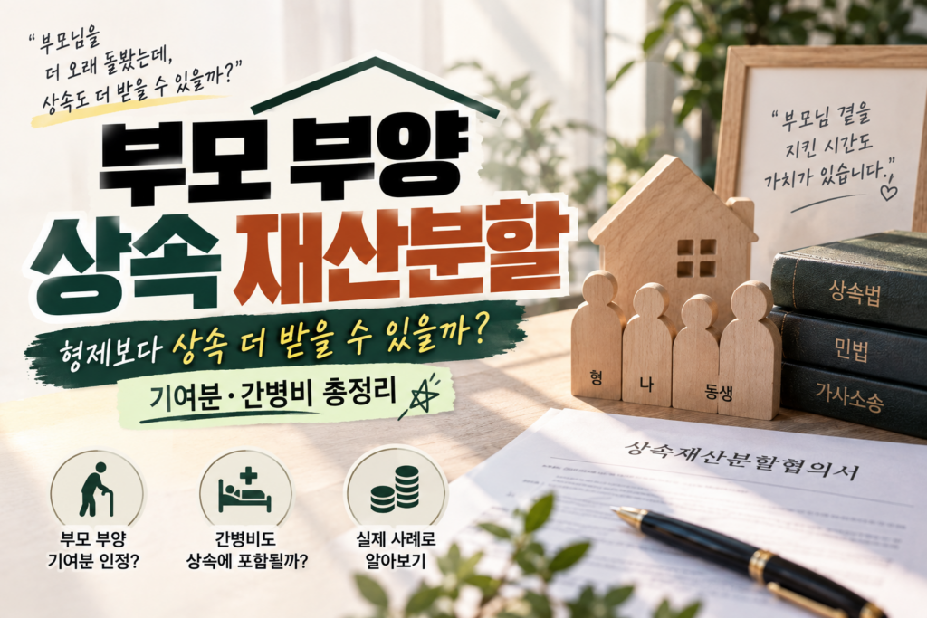 부모 부양 상속 재산분할｜형제보다 상속 더 받을 수 있을까? 기여분·간병비 총정리