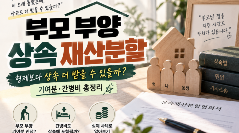부모 부양 상속 재산분할｜형제보다 상속 더 받을 수 있을까? 기여분·간병비 총정리