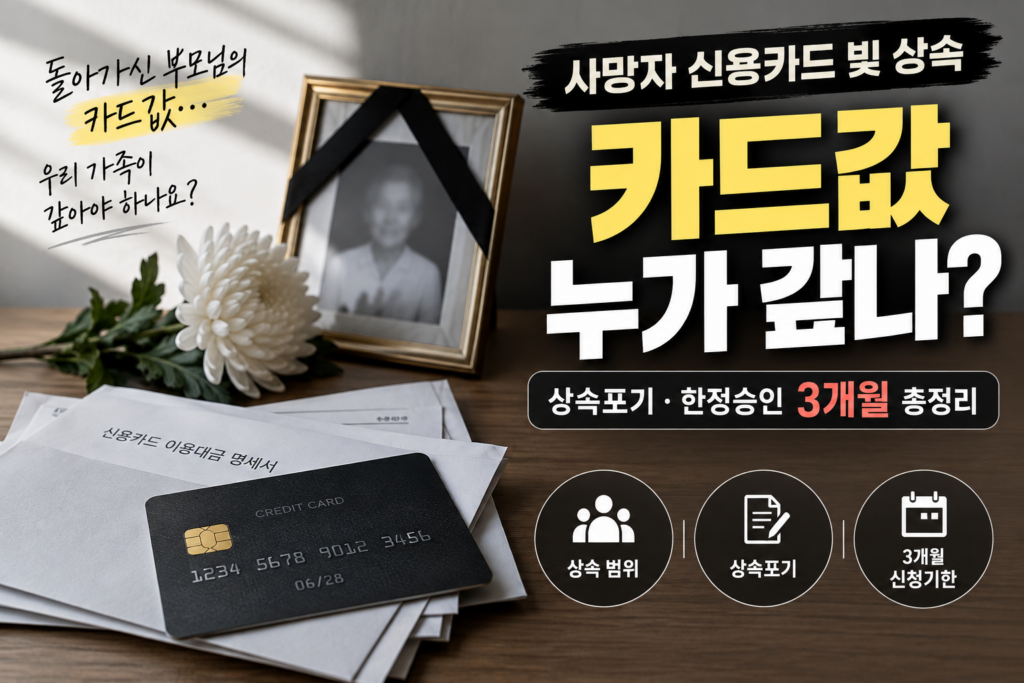 사망자 신용카드 빚 상속｜카드값 누가 갚나? 상속포기·한정승인 3개월 총정리
