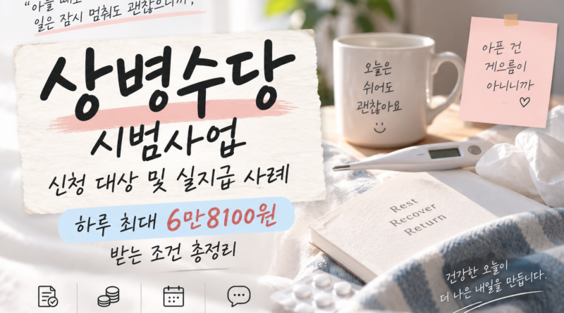상병수당 시범사업 신청 대상 및 실지급 사례｜하루 최대 6만8100원 받는 조건 총정리