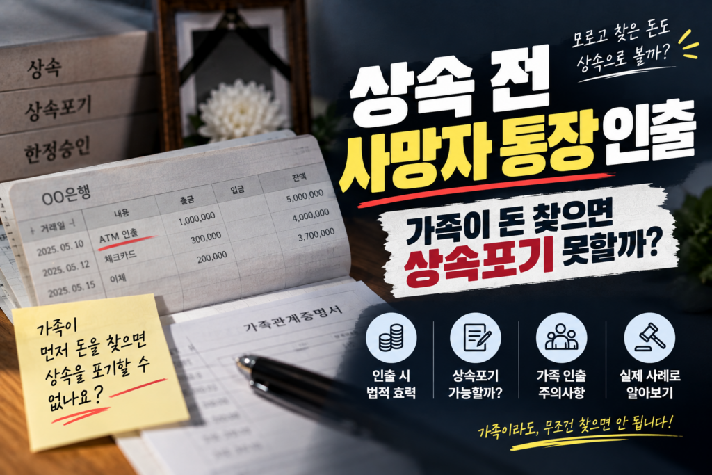 상속 전 사망자 통장 인출｜가족이 돈 찾으면 상속포기 못할까?