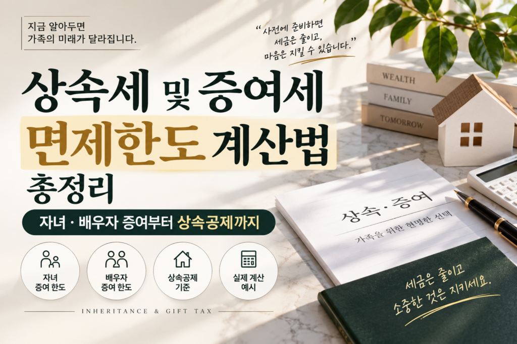 상속세 및 증여세 면제한도 계산법 총정리｜자녀·배우자 증여부터 상속공제까지