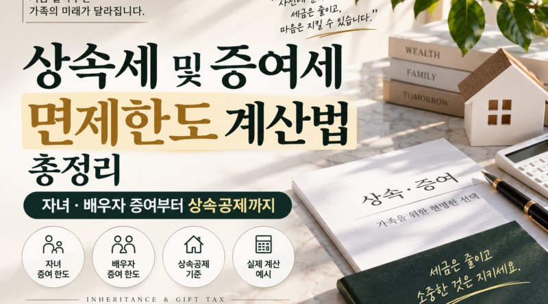 상속세 및 증여세 면제한도 계산법 총정리｜자녀·배우자 증여부터 상속공제까지