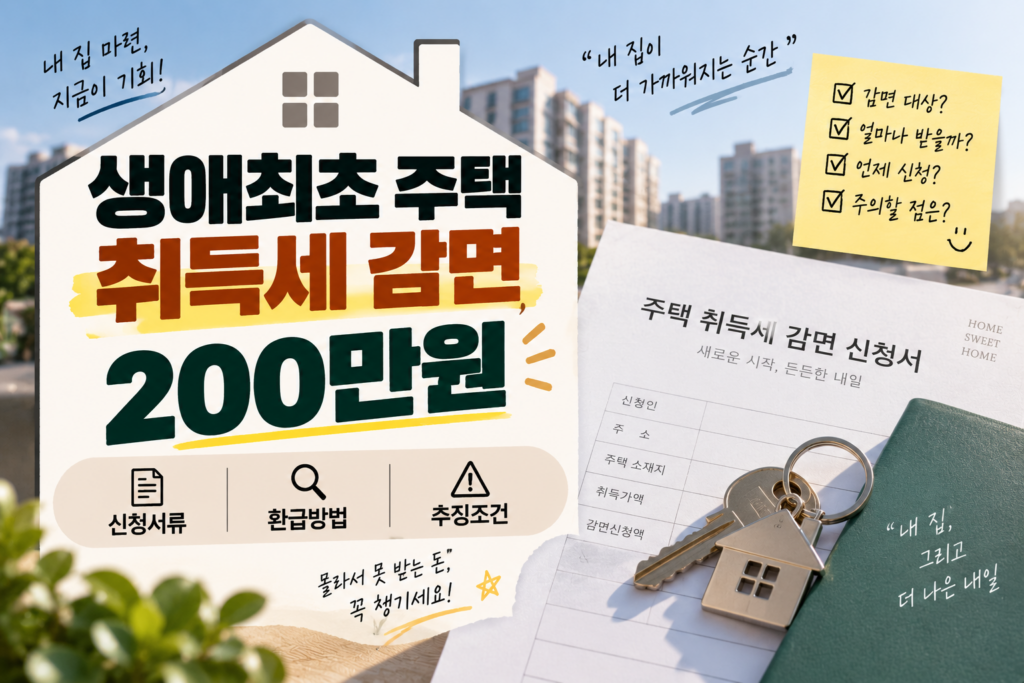 생애최초 주택 취득세 감면 300만원｜신청서류·환급방법·추징조건 총정리
