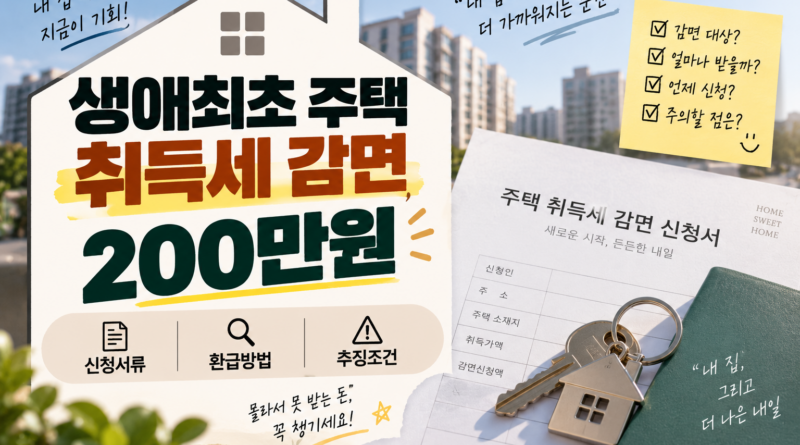 생애최초 주택 취득세 감면 300만원｜신청서류·환급방법·추징조건 총정리
