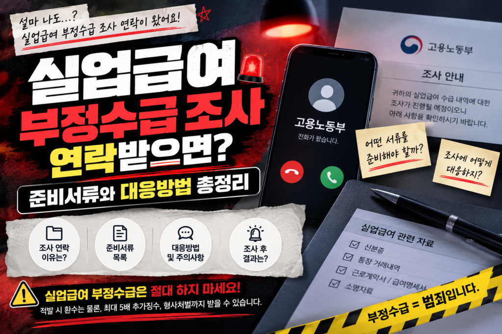 실업급여 부정수급 조사 연락받으면? 준비서류와 대응방법 총정리