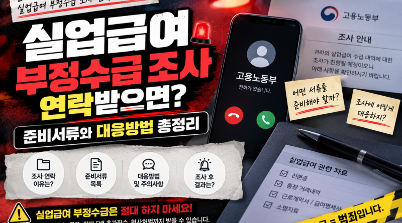 실업급여 부정수급 조사 연락받으면? 준비서류와 대응방법 총정리