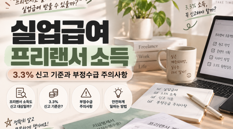 실업급여 프리랜서 소득｜3.3% 신고 기준과 부정수급 주의사항
