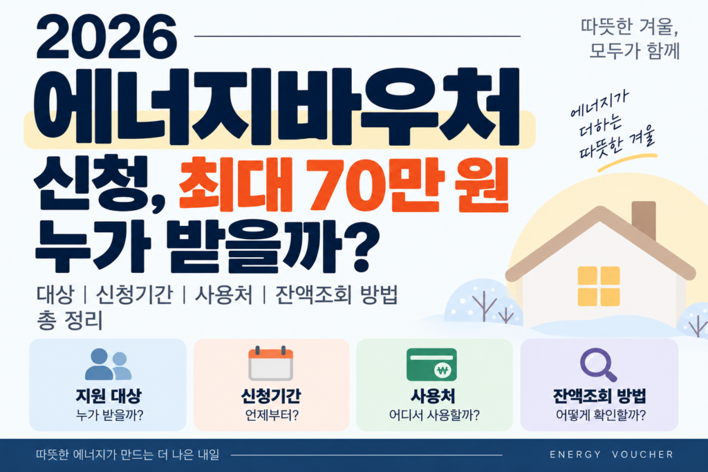 2026 에너지바우처 신청｜최대 70만 원 대상·기간·방법·사용처·잔액조회