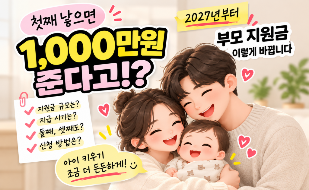 2027년 출산 지원금 개편안 총 정리｜첫째 1,000만 원은 언제부터 받을까?