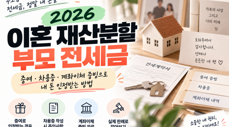 이혼 재산분할 부모 전세금｜증여·차용증·계좌이체 증빙으로 내 돈 인정받는 방법