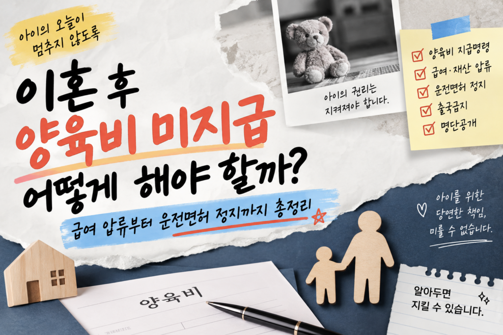 이혼 후 양육비 미지급 어떻게 해야 할까? 급여 압류부터 운전면허 정지까지 총정리