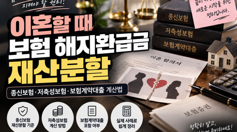 이혼 보험 해지환급금 재산분할｜사실심 변론종결일·혼인 전 보험·보험계약대출 총정리