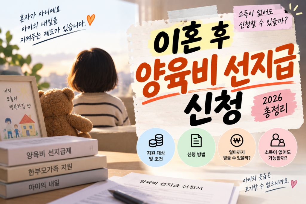 이혼 후 양육비 선지급 신청, 소득이 없어도 받을 수 있을까? 2026년 10월 29일 변경 기준