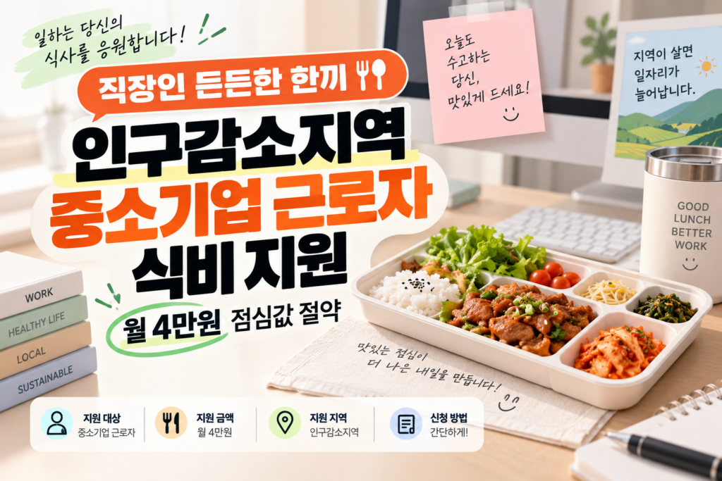 직장인 든든한 한끼 인구감소지역 중소기업 근로자 식비 지원｜월 4만원 점심값 절약