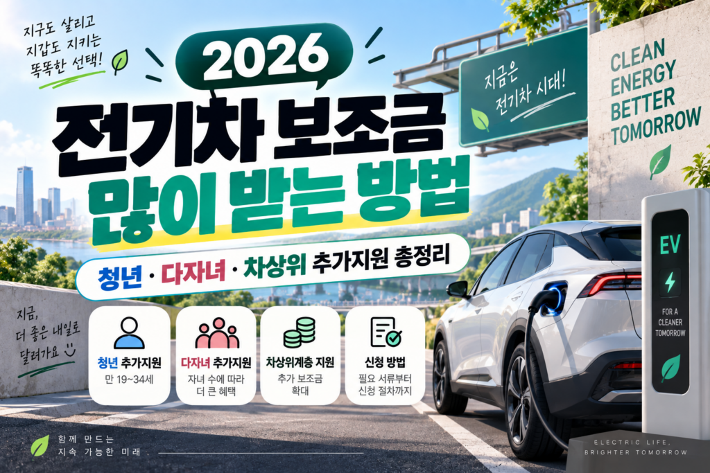전기차 보조금 많이 받는 방법｜2026 청년·다자녀·차상위 추가지원 총정리