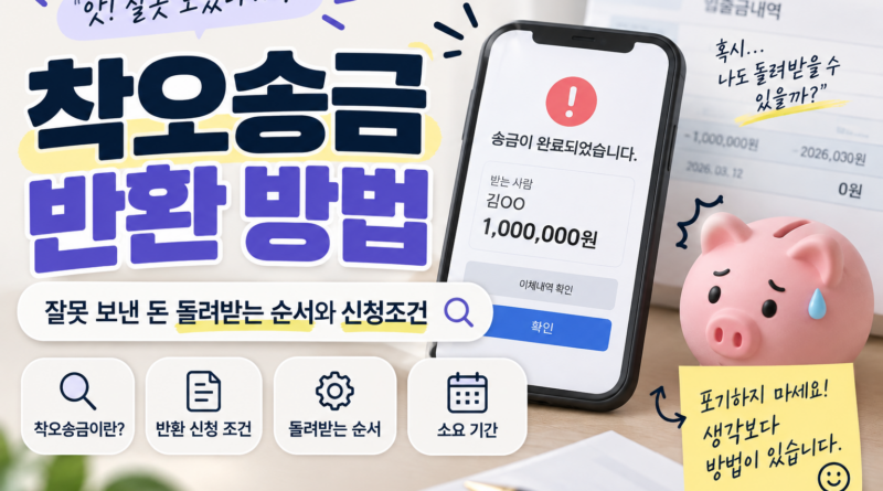 착오송금 반환 방법｜잘못 보낸 돈 돌려받는 순서와 신청조건
