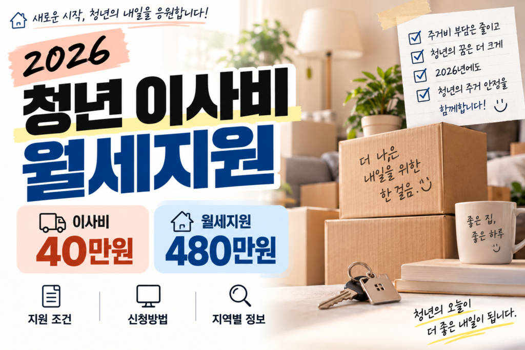 2026 청년 이사비 월세지원｜이사비 40만원·월세 480만원 조건과 신청일정