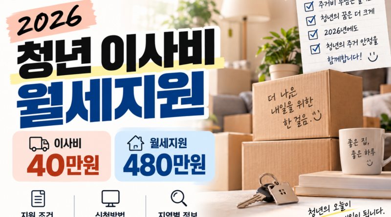 2026 청년 이사비 월세지원｜이사비 40만원·월세 480만원 조건과 신청일정