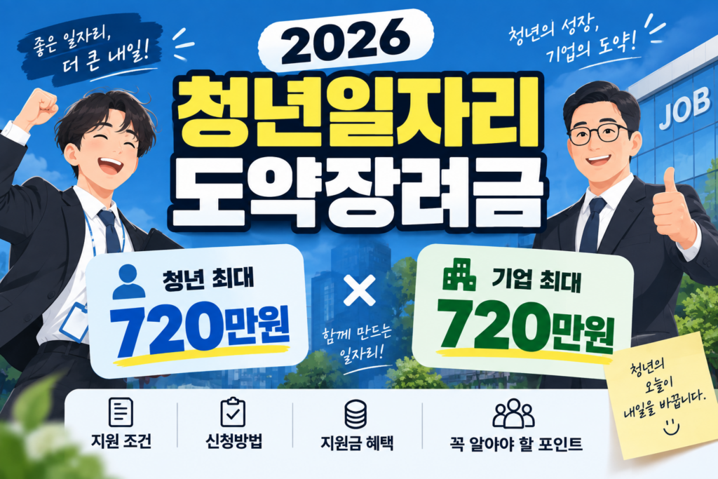 2026 청년일자리도약장려금｜청년 최대 720만원·기업 월 60만원 지원 조건 총정리